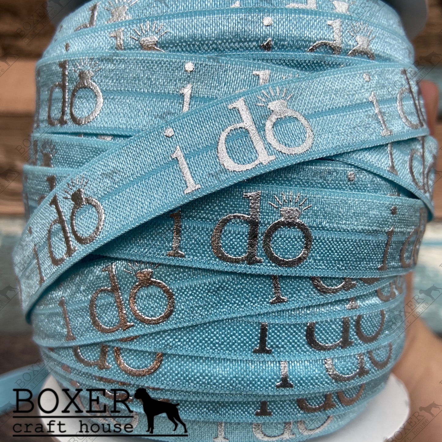 I Do Blue FOE 5/8 Fold Over Elastic 1 Yard