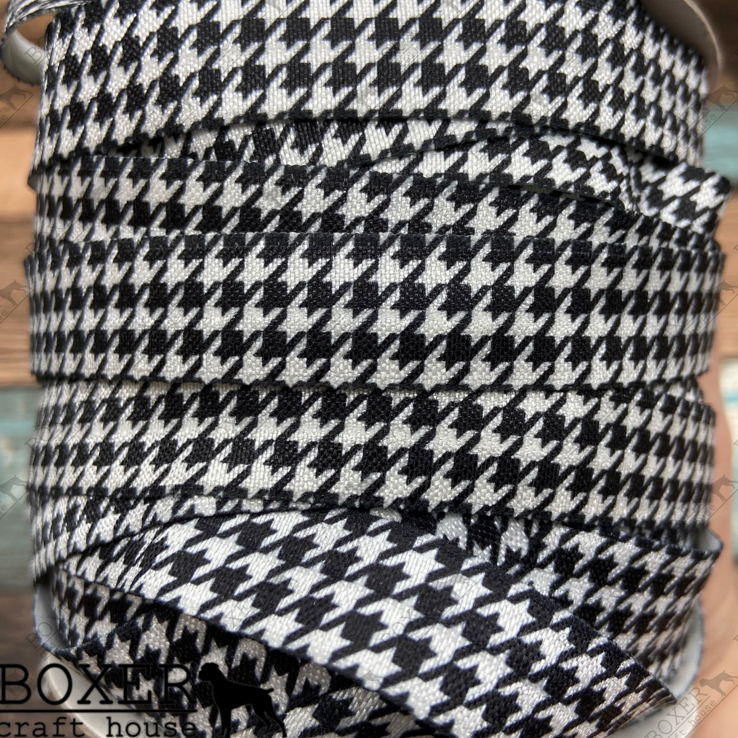 Houndstooth FOE 5/8 Fold Over Elastic 1 Yard