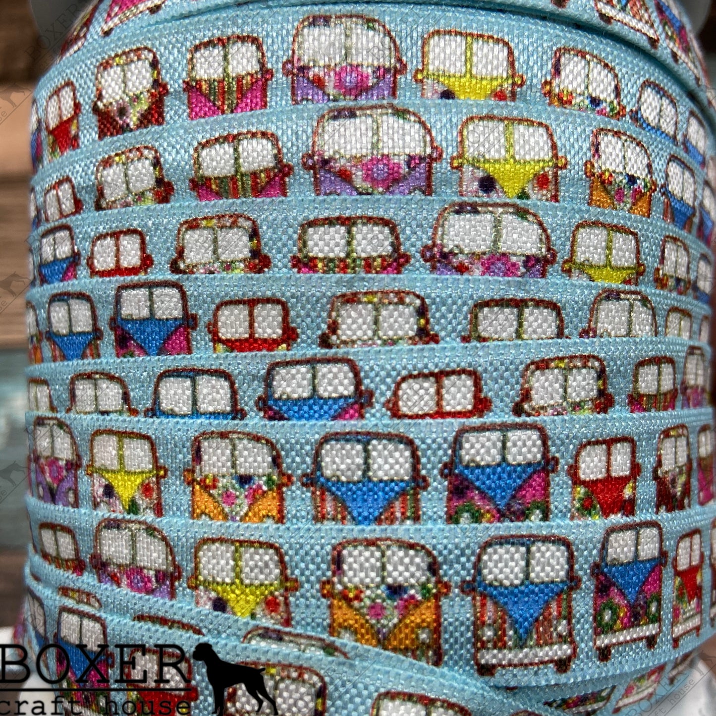 Hippie Bus FOE 5/8 Fold Over Elastic 1 Yard