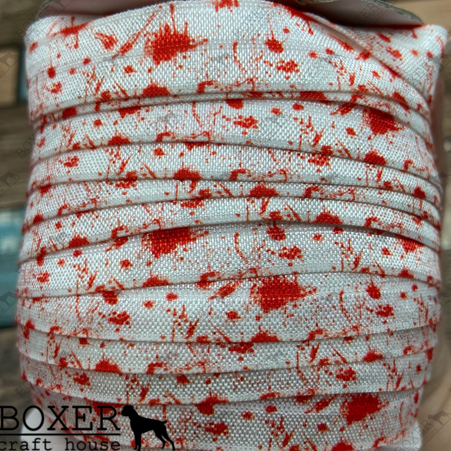 Blood Splatter FOE 5/8 Fold Over Elastic 1 Yard