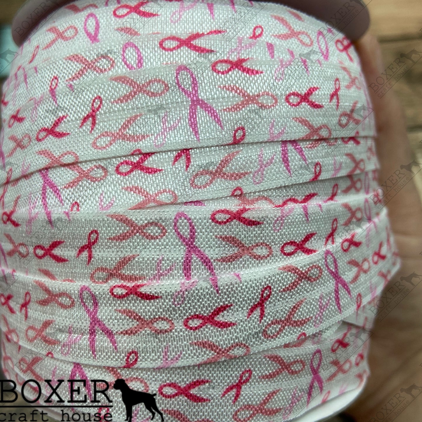 Pink Ribbon FOE 5/8 Fold Over Elastic 1 Yard