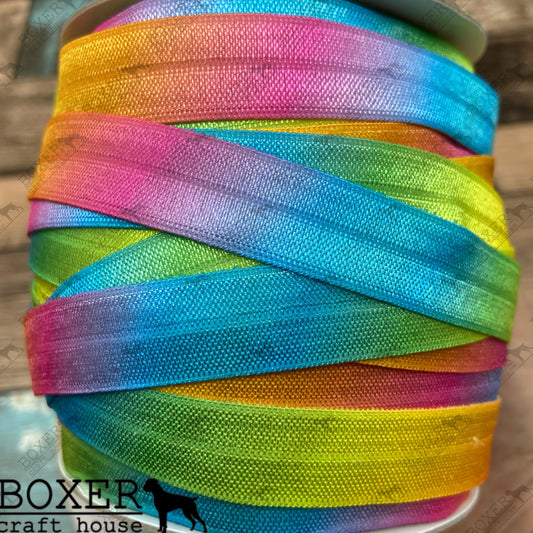 Pastel Rainbow FOE 5/8 Fold Over Elastic 1 Yard