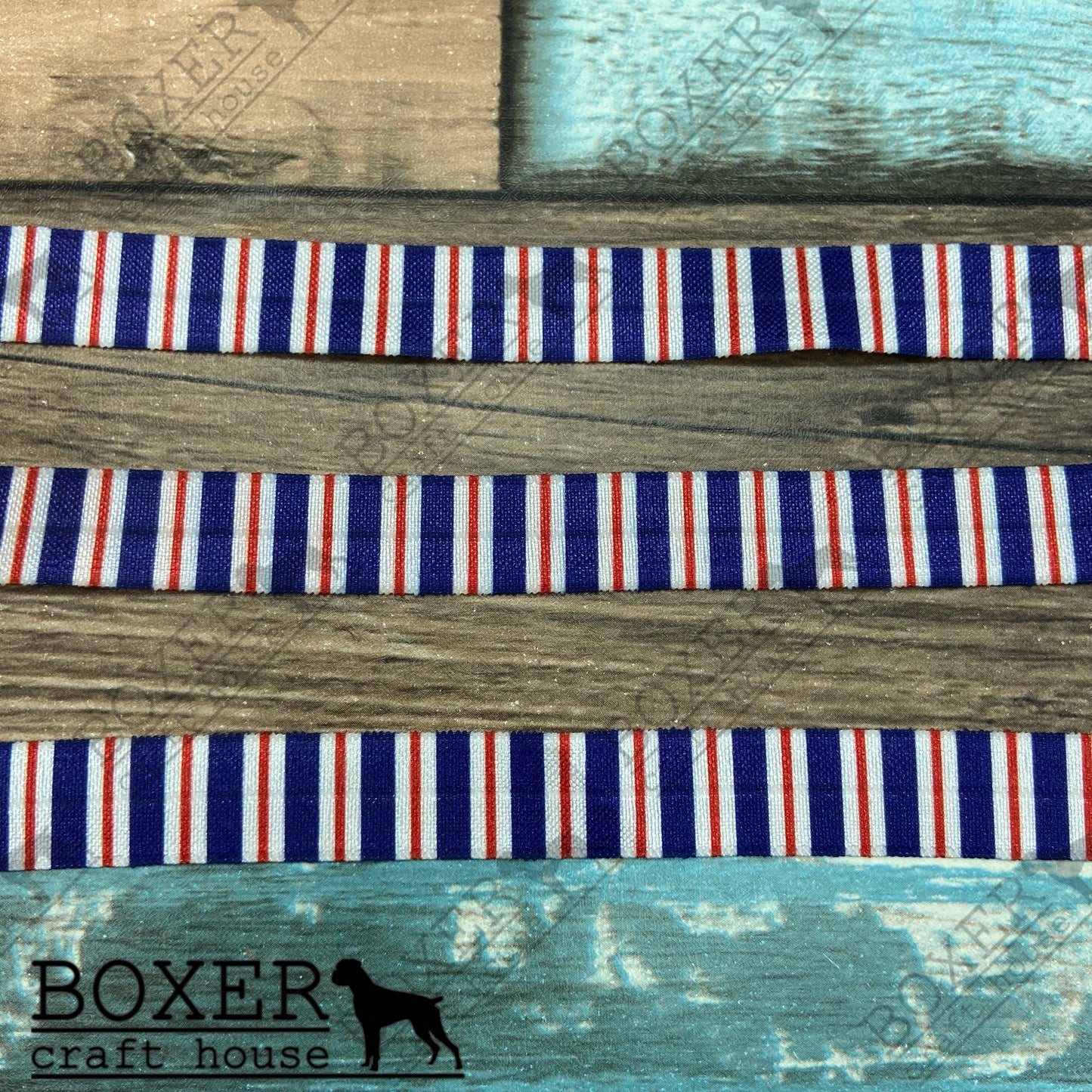 Red, White and Blue Stripes FOE 5/8 Fold Over Elastic 1 Yard