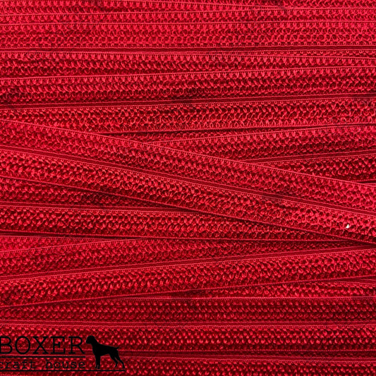 Textured Red FOE 5/8 Fold Over Elastic 1 Yard