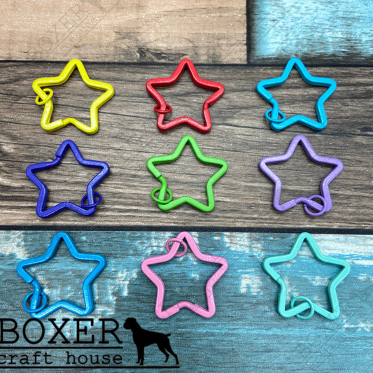 Multi Color Star Split Key Ring 9 Pack