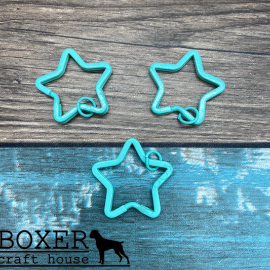 Mint Green Star Split Key Ring 10 Pack