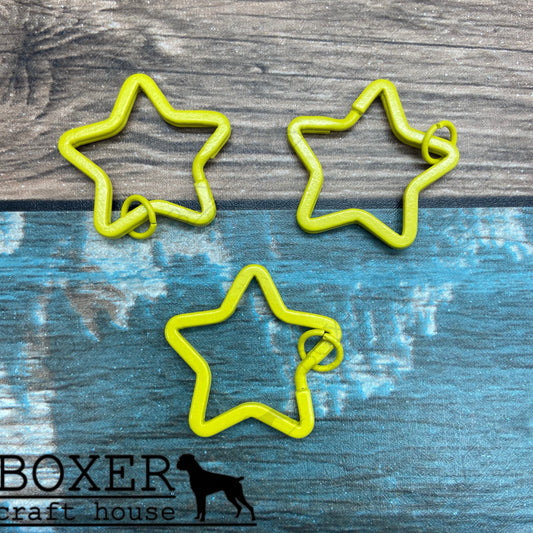 Yellow Star Split Key Ring 10 Pack