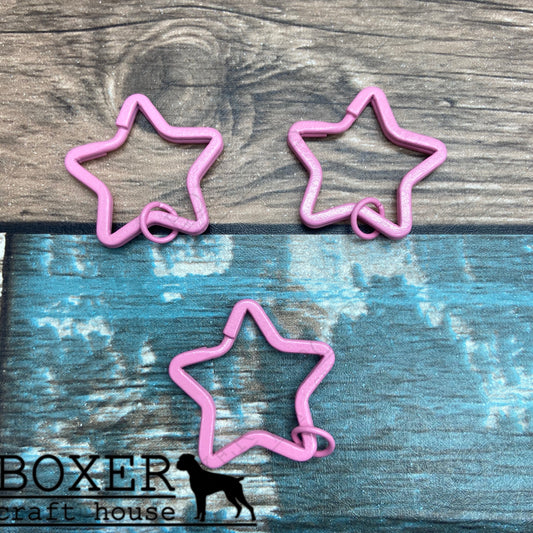 Pink Star Split Key Ring 10 Pack