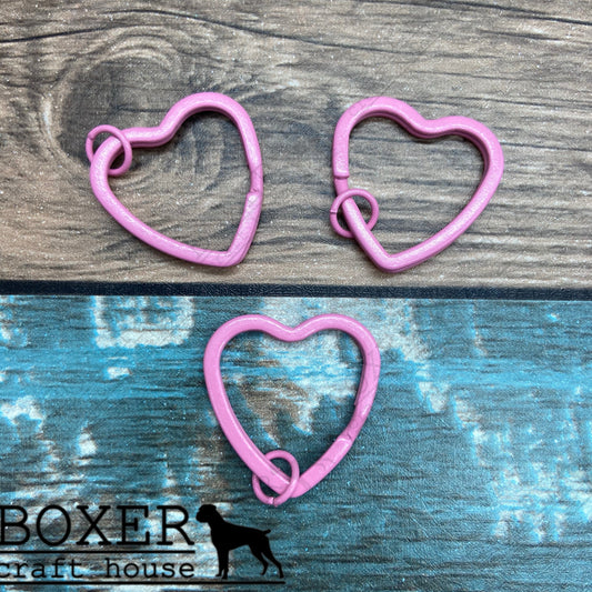 Pink Heart Split Key Ring 10 Pack