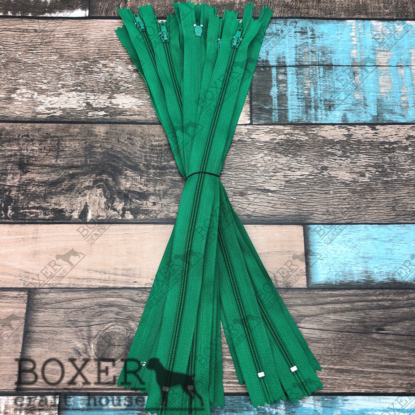Green 12 inch Zipper 10 Pack