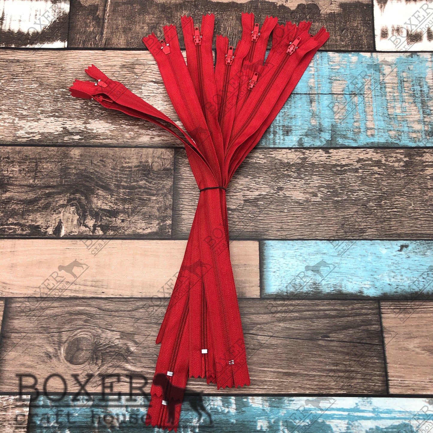 Red 12 inch Zipper 10 pack