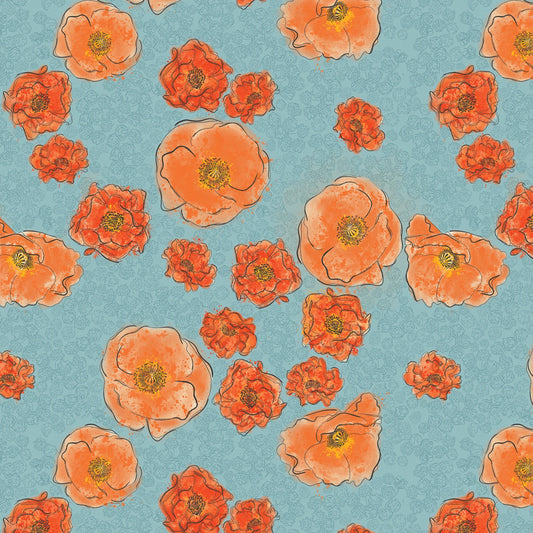 Treasured Poppies - Turquoise