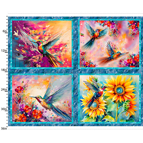 Hummingbird Bouquet - 36 inch Panel