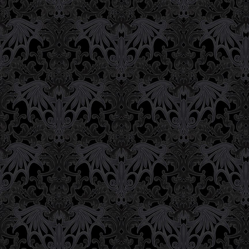 Color Principle, Henry Glass Fabrics, Cotton, Quilting Cotton, Sewing Fabrics, Halloween Fabrics, Spooky, Candy Corn , Dracula, Witches, bats, skeletons, Trick or Treat, This is Halloween, Bat Wing Damask