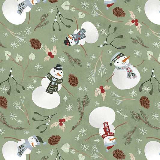 Glad Tidings We Bring - Snowmen Light Green