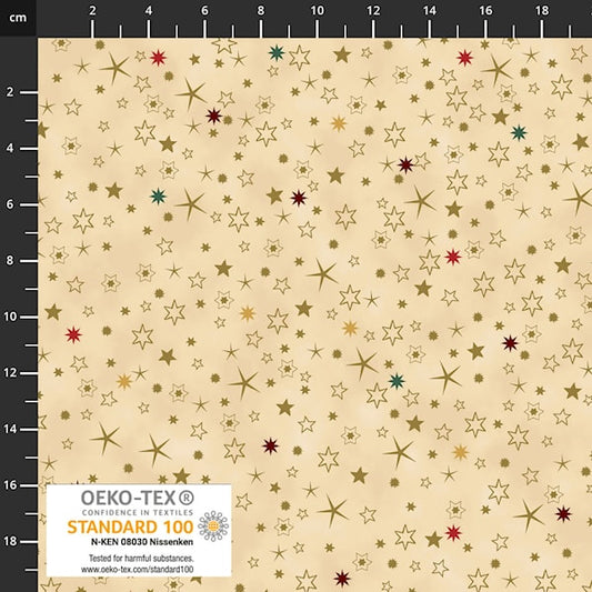 We Love Christmas - Beige Gold Stars