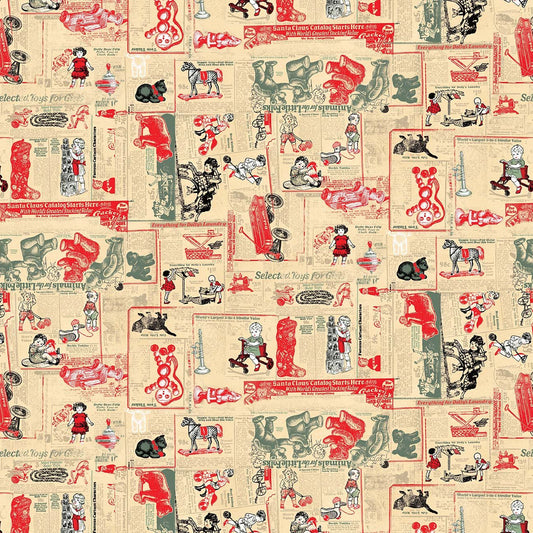 Cotton Fabric, Quilting Cotton, Studio e fabrics, Quilt shop fabrics, Vintage Whisper for Santa, Merry Christmas Fabrics, Lucie Crovatto, Vintage Christmas, Quilting Cottons at Boxer Craft House,