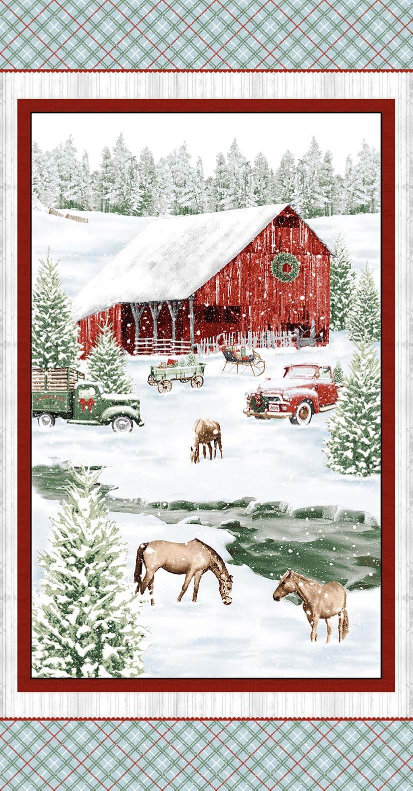 Holiday Spirit Fabrics, Cotton Fabric, Quilting Cotton, Small Business Quilt Shop, Jan Shade Beach, Tis the season Snow, Americana Features, Scenic Barn Fabric, Farm House covered in snow fabric, Jolly Winter, Snowman, Antique Cars in the Snow,