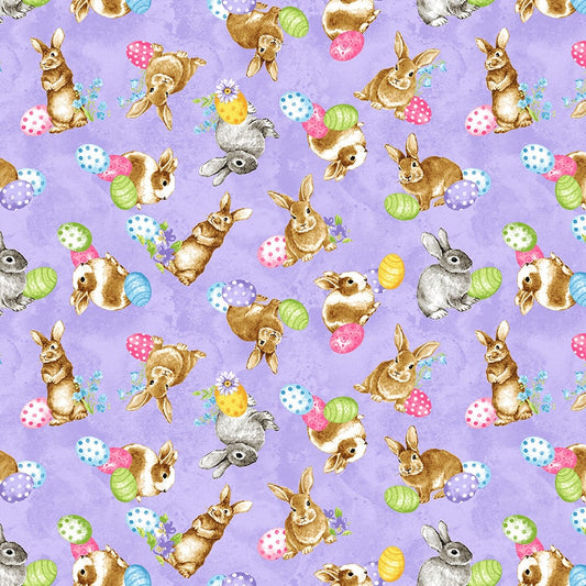 Spring Is Hare - Tossed Bunnies Purple