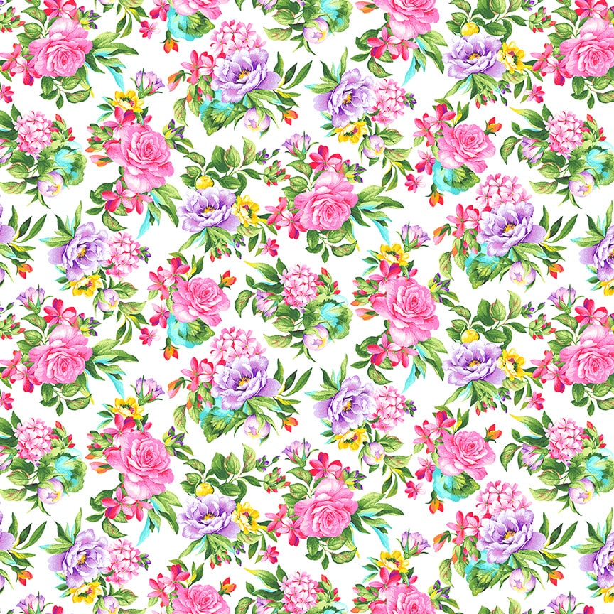 Splendid Path - Tossed Floral HALF YARD