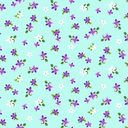 Splendid Path - Ditsy Floral Aqua HALF YARD