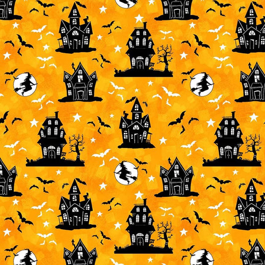 Shelly Comiskey of Simply Shelly Designs, Halloween Fabric, Cotton Fabric, Trick or Treat, This is Halloween, Night of Olde Salem Fabrics, Glow in the dark fabric, Quilters Cotton, Henry Glass Fabric , Spooky Characters, Black cats, Witch's hat, Witches hat, Haunted Houses, Double double toil and trouble, Glow Packed Pumpkins