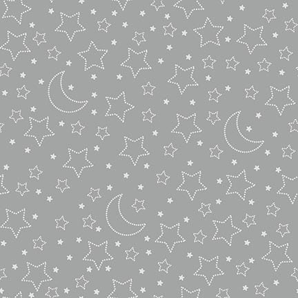 Moonlit Dreams - Stars and Moons Grey