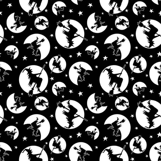 Shelly Comiskey of Simply Shelly Designs, Halloween Fabric, Cotton Fabric, Trick or Treat, This is Halloween, Night of Olde Salem Fabrics, Glow in the dark fabric, Quilters Cotton, Henry Glass Fabric , Spooky Characters, Black cats, Witch's hat, Witches hat, Haunted Houses, Double double toil and trouble, Glow Witch Silhouette,