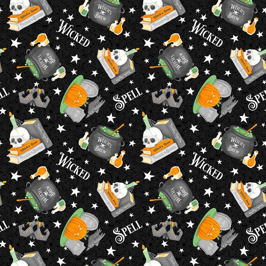 Shelly Comiskey of Simply Shelly Designs, Halloween Fabric, Cotton Fabric, Trick or Treat, This is Halloween, Night of Olde Salem Fabrics, Glow in the dark fabric, Quilters Cotton, Henry Glass Fabric , Spooky Characters, Black cats, Witch's hat, Witches hat, Haunted Houses, Double double toil and trouble, Glow Tossed Motifs,