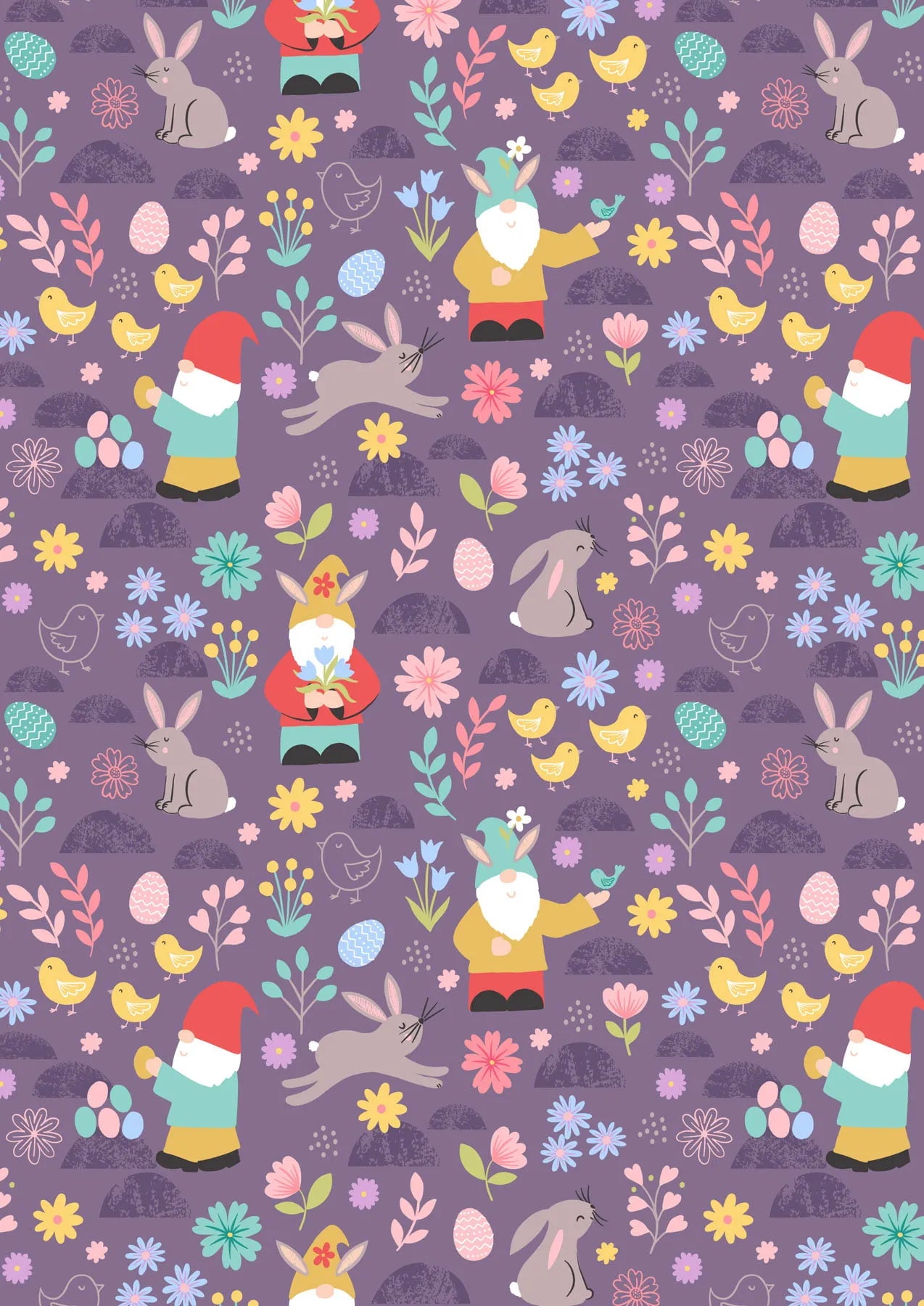 Spring Gnomes on Dark Lavender