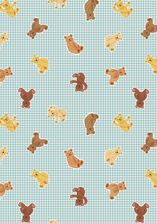 Teddy Bears Picnic - Teddy Bears on Duck Egg Blue