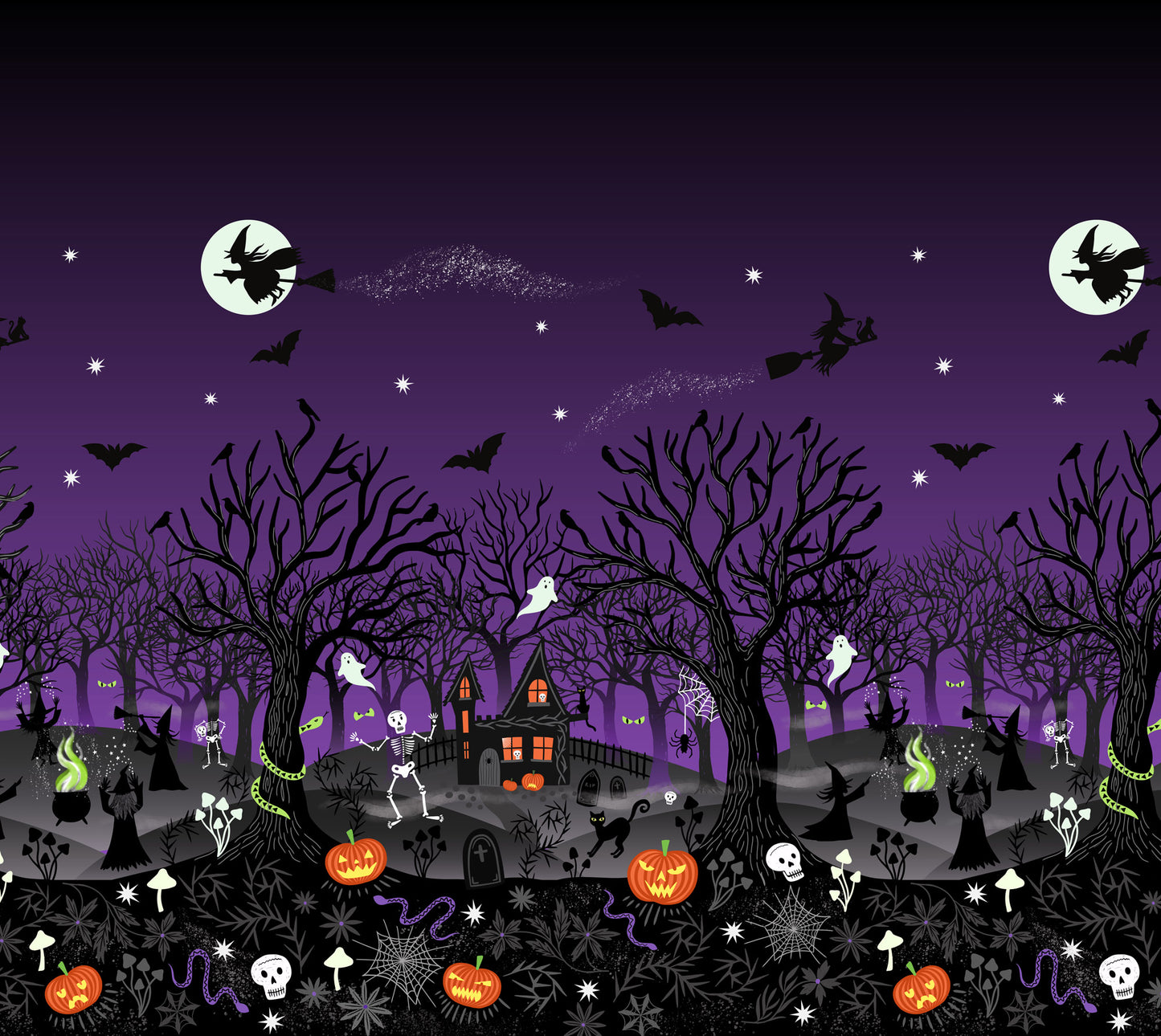 Witchy Woods - Double Edge Border Glow in the Dark
