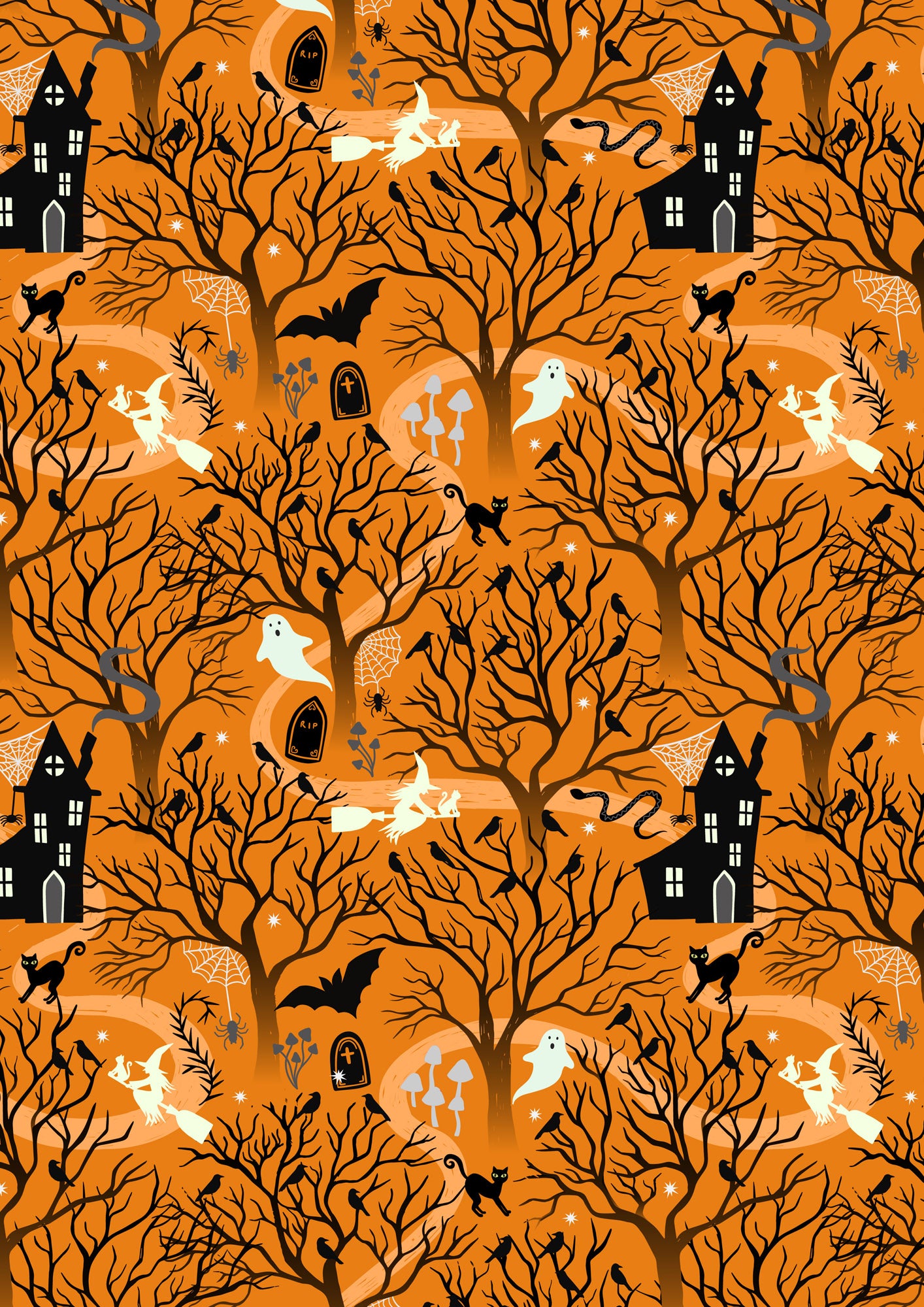 Witchy Woods -Halloween on Orange Glow in the Dark