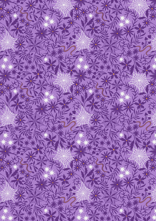 Witchy Woods - Floral Cobwebs on Light Purple Glow in the Dark