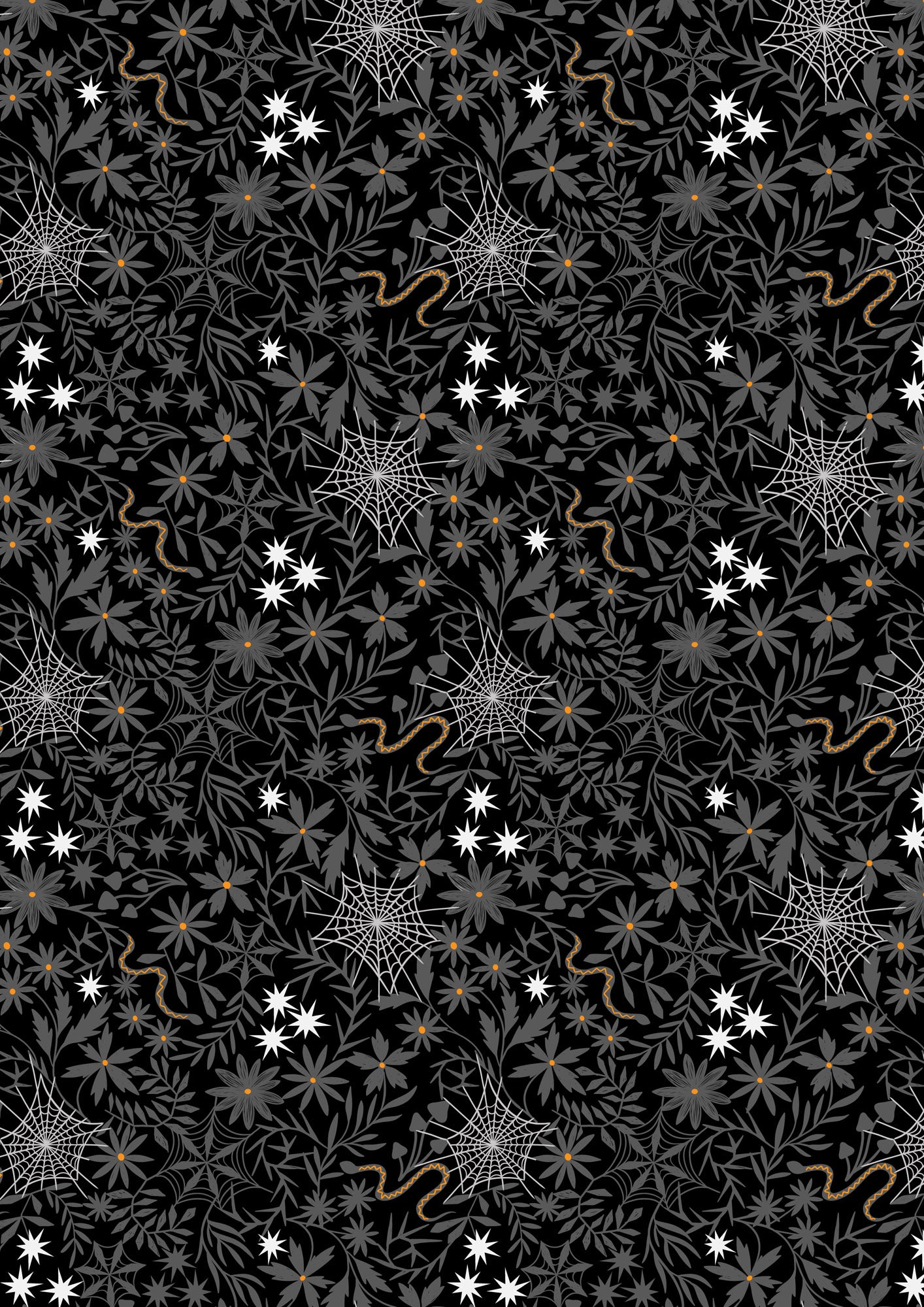 Witchy Woods - Floral Cobwebs on Black Glow in the Dark