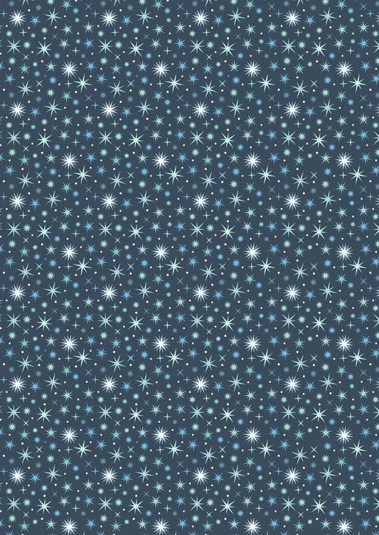 A Winter's Moon - Twinkling Stars on Midnight Blue with Pearl
