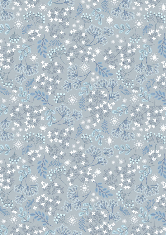A Winter's Moon - Frosted Foliage on Grey with Pearl