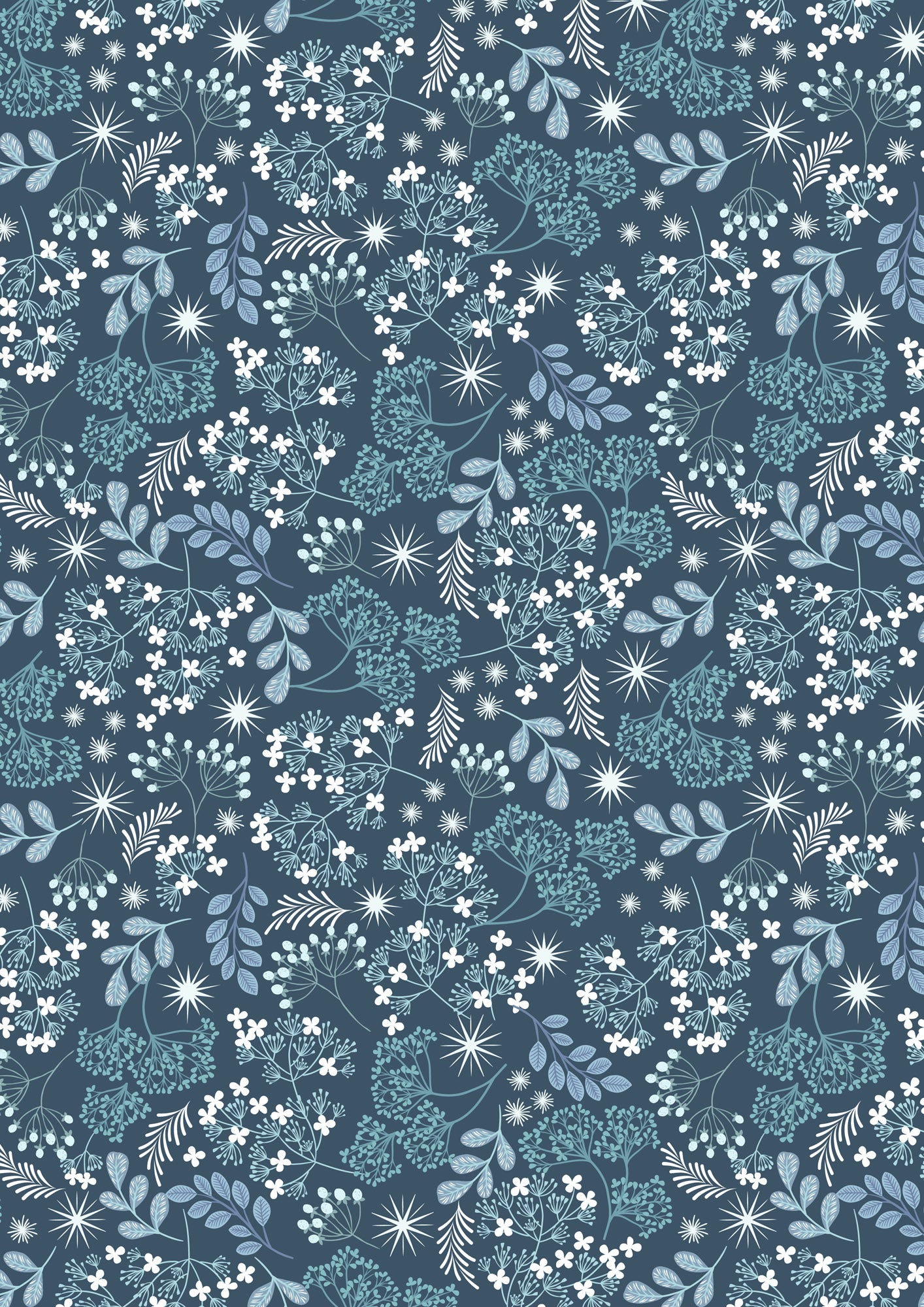 A Winter's Moon - Frosted Foliage on Winter Skies Blue with Pearl