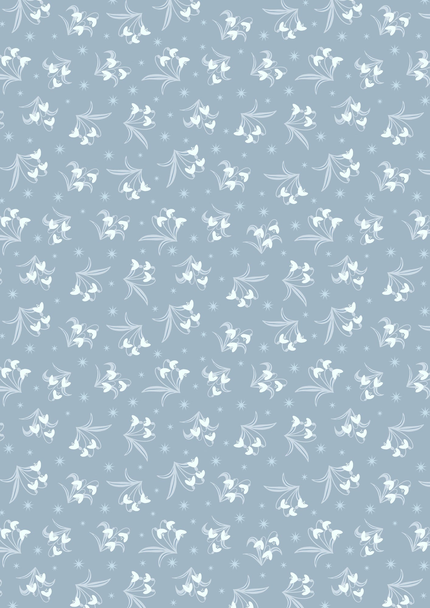 A Winter's Moon - Snowdrops on Warm Grey with Pearl