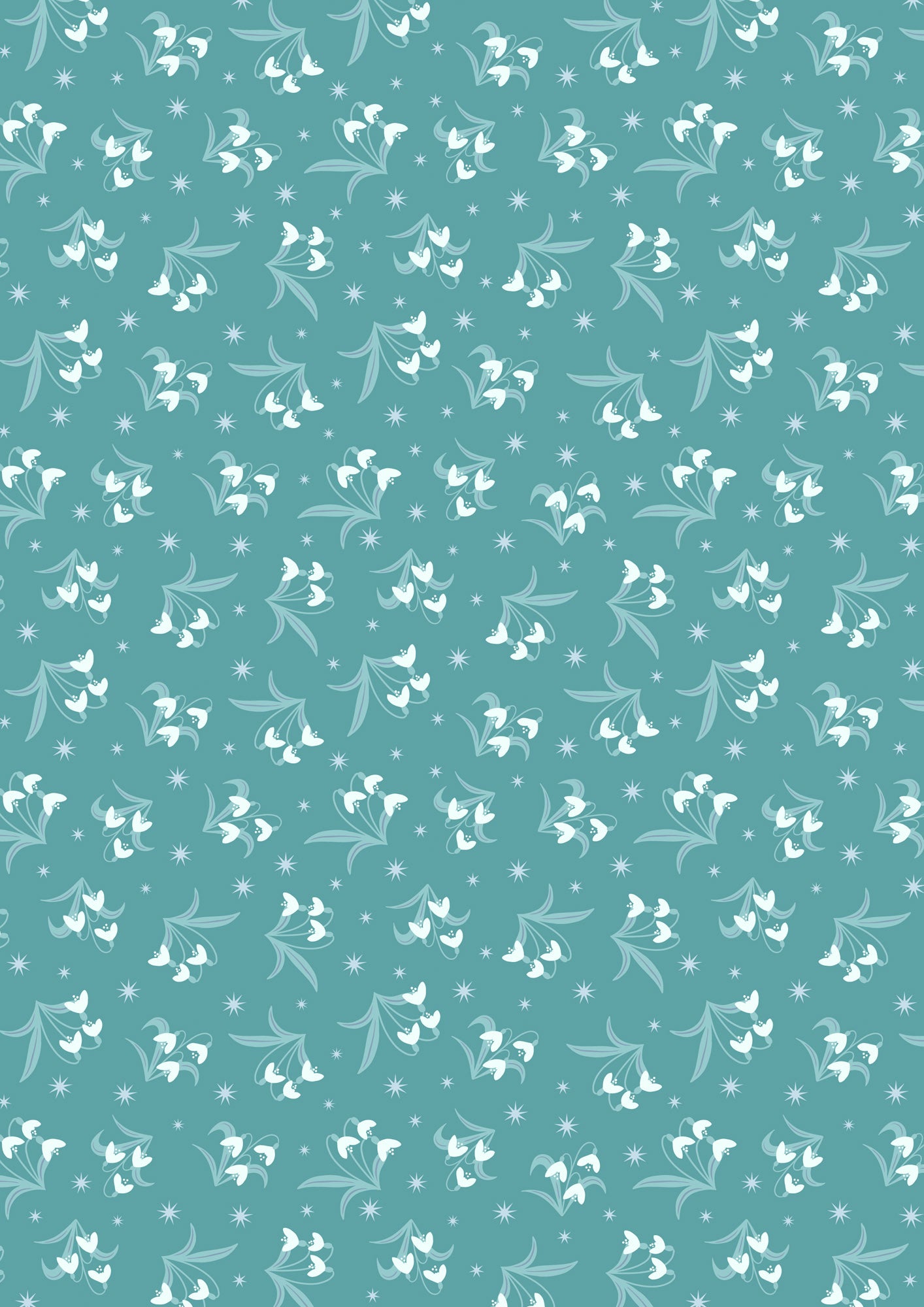 A Winter's Moon - Snowdrops on Warm Aqua with Pearl