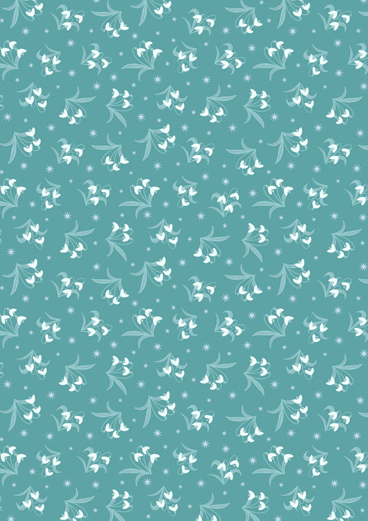 A Winter's Moon - Snowdrops on Warm Aqua with Pearl