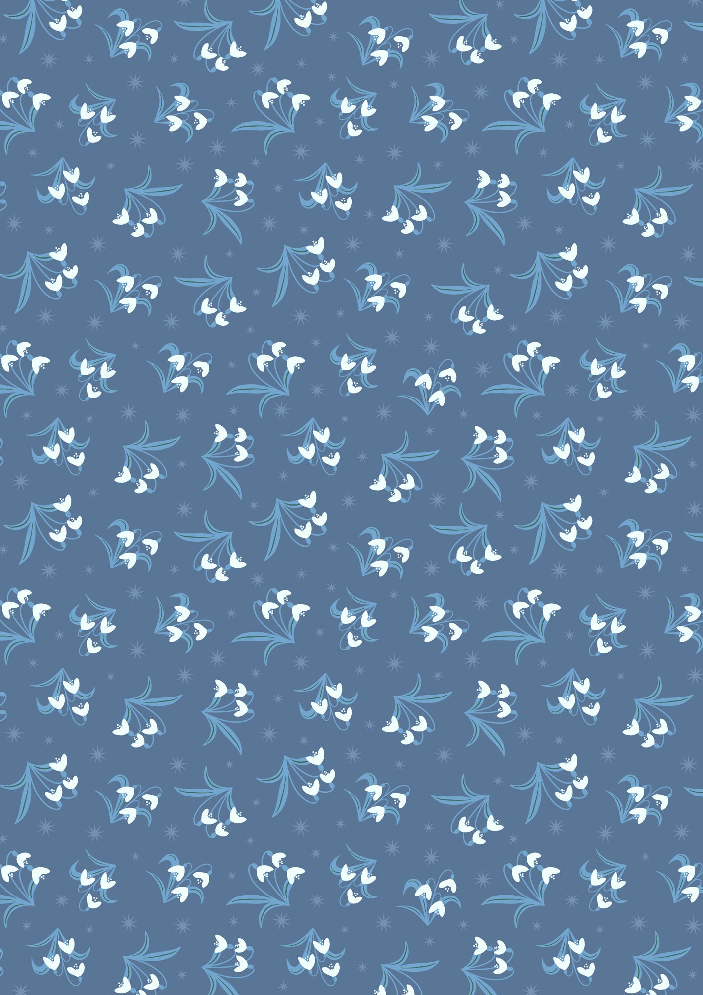 A Winter's Moon - Snowdrops on Twilight Blue with Pearl