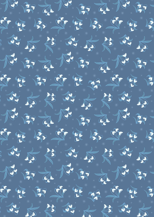 A Winter's Moon - Snowdrops on Twilight Blue with Pearl
