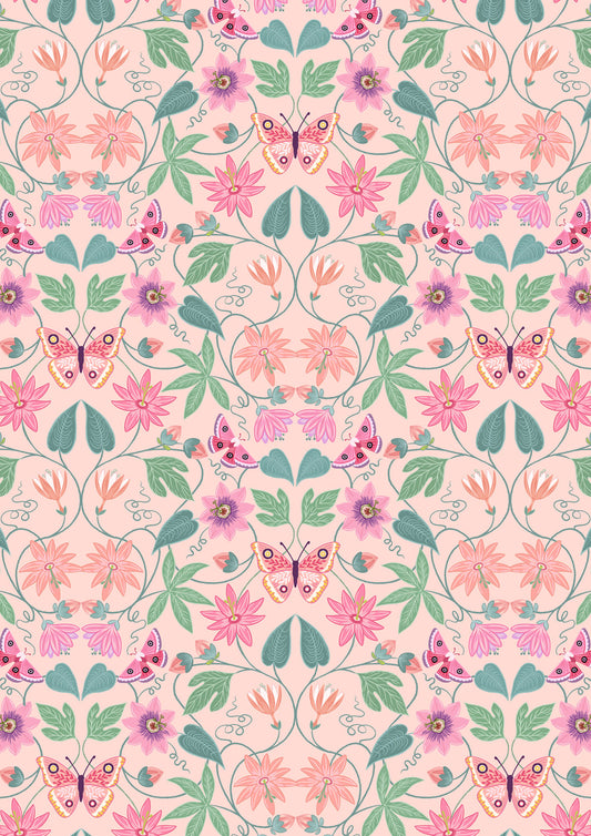 Botanical Oasis - Botanical Butterfly On Pink