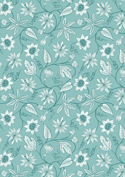 Botanical Oasis - Passion Flower On Blue