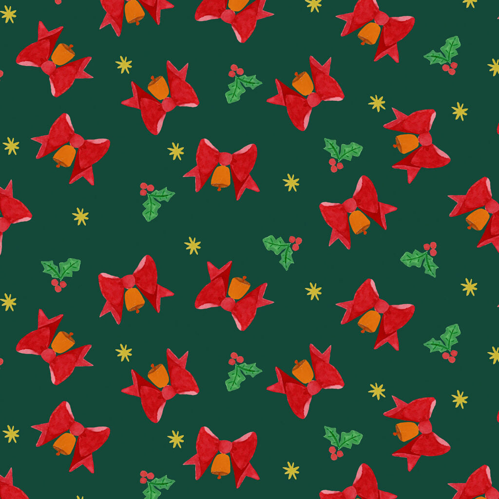 Merry Happy Christmas - Bows & Bells Festive Red