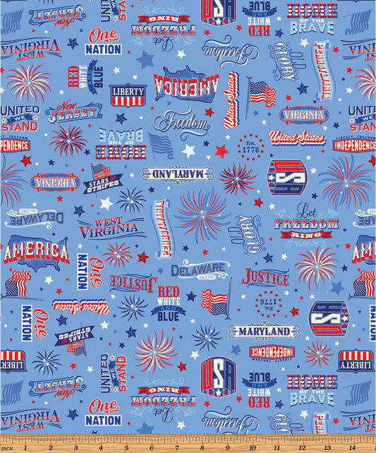 Patriotic Words Medium Blue
