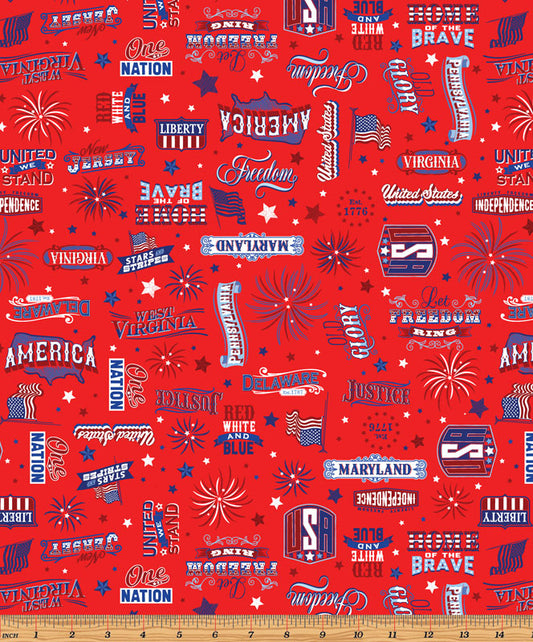 Patriotic Words Red