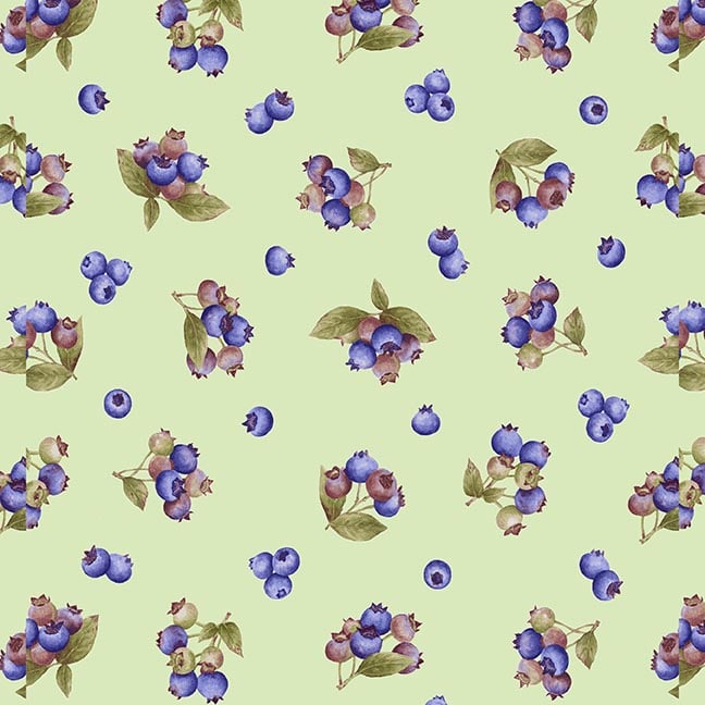 Berrylicious - Tossed Blueberry Sprigs by Jane Shasky for Henry Glass Fabrics 