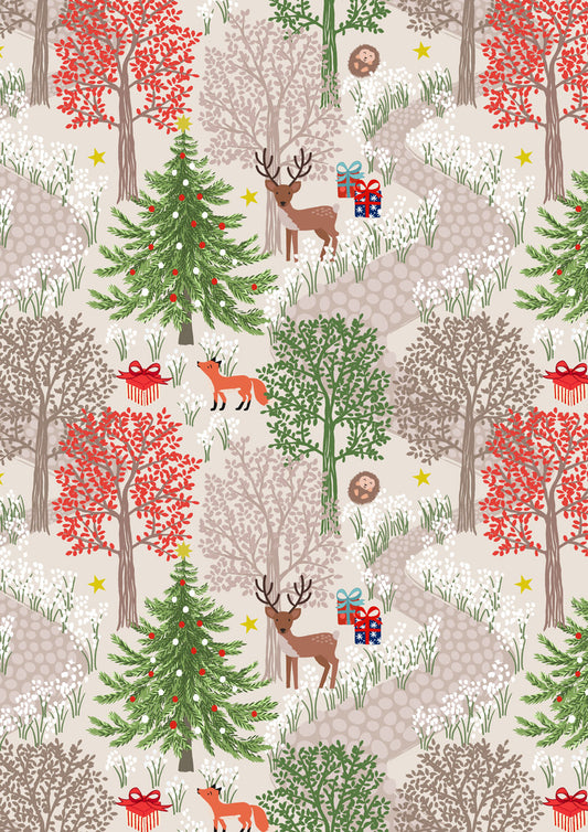 Christmas in Bluebell Wood - Cream With Metallic